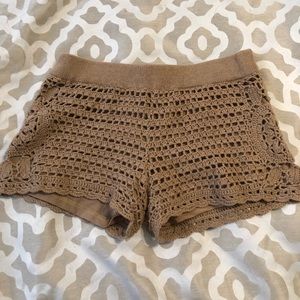 Tan crochet shorts. Size xsmall